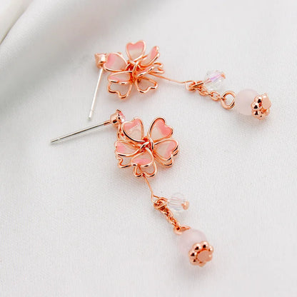 Korean Elegant Flower Butterfly Earrings For Women Exquisite Crystal