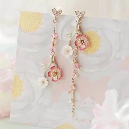 Korean Elegant Flower Butterfly Earrings For Women Exquisite Crystal