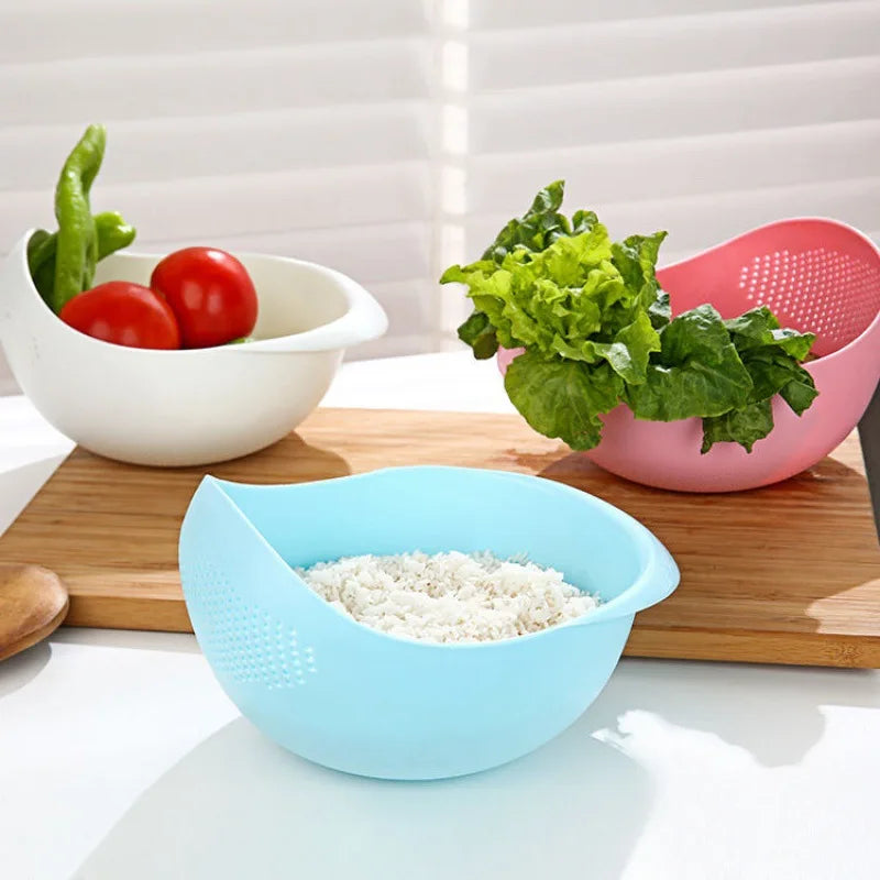 Rice Sieve Plastic Colander Kitchen Drain Basket with Handles OR Rice Bowl Strainer