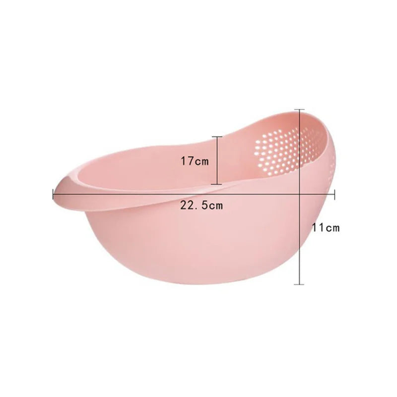 Rice Sieve Plastic Colander Kitchen Drain Basket with Handles OR Rice Bowl Strainer