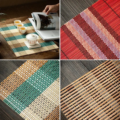 1pc Bamboo Placemat Coaster Japanese Style Anti-scalding Waterproof Multifunctional