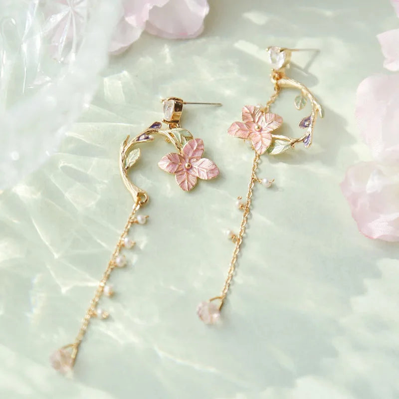 Korean Elegant Flower Butterfly Earrings For Women Exquisite Crystal