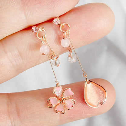 Korean Elegant Flower Butterfly Earrings For Women Exquisite Crystal