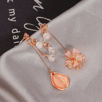 Korean Elegant Flower Butterfly Earrings For Women Exquisite Crystal